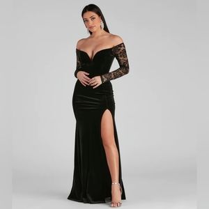 Larsa Formal Velvet & Lace Mermaid Dress
